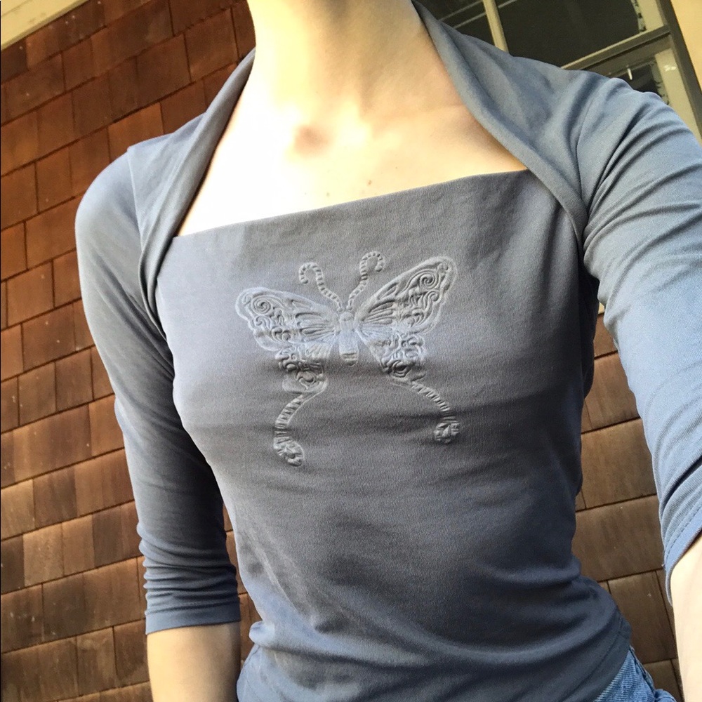 Y2K butterfly imprint top